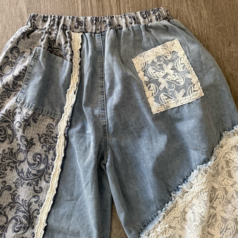 POL Patchwork Patchwork Denim Joggers NWOT - image 7